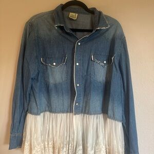 Jaded Gypsy Custom Denim and Lace Button-Up Shirt - Imagine Lyrics